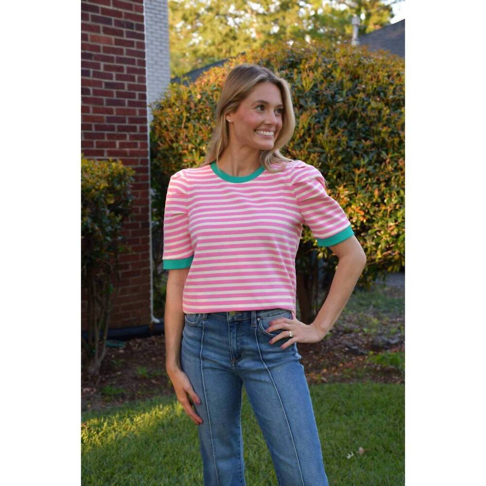 NEW ENTRO beka top in pink stripe - Picture 4 of 4